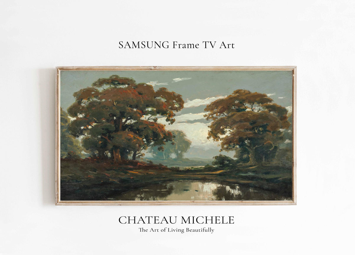 Autumn Frame Tv Art, landscape Fall, Art for Tv moody vintage French Art