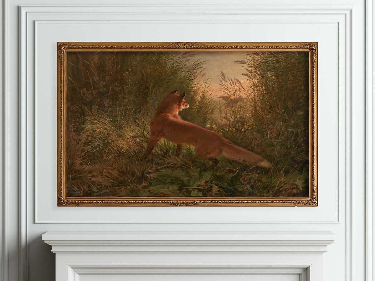 Art for Frame TV | Digital Download Painting | Vintage Art for Frame TV | Autumn TV Art | Halloween | Fall Tv Art | Rustic Farmhouse | Fox