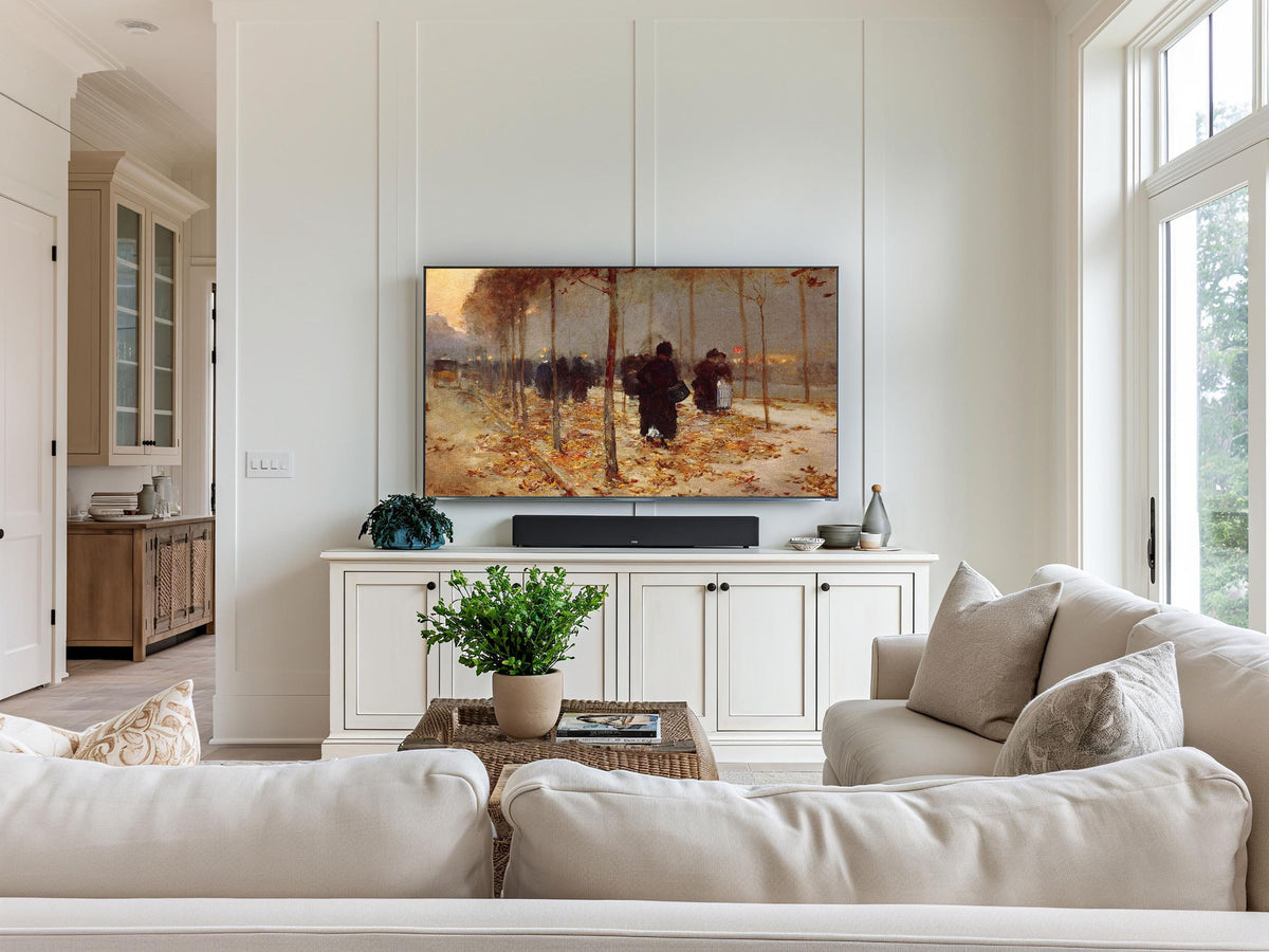 Autumn Art for Frame TV | Muted Fall Landscape City Street Scene | Impressionist | Farmhouse Rustic | French Country Decor | French Painting