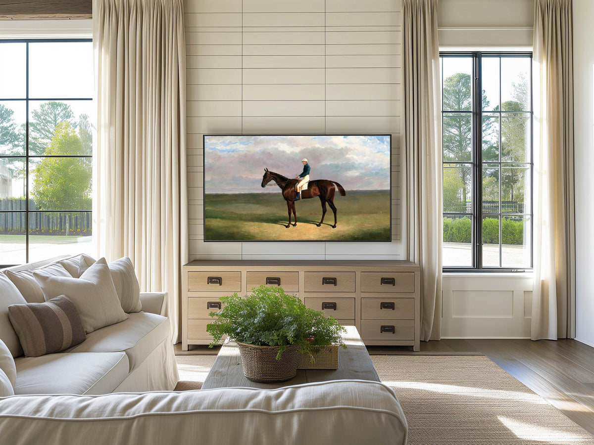Equestrian Art for Frame TV | Fall Frame TV Art | English Polo Horse Artwork | Rustic Country Farmhouse Decor | Racehorse | Horse and Rider