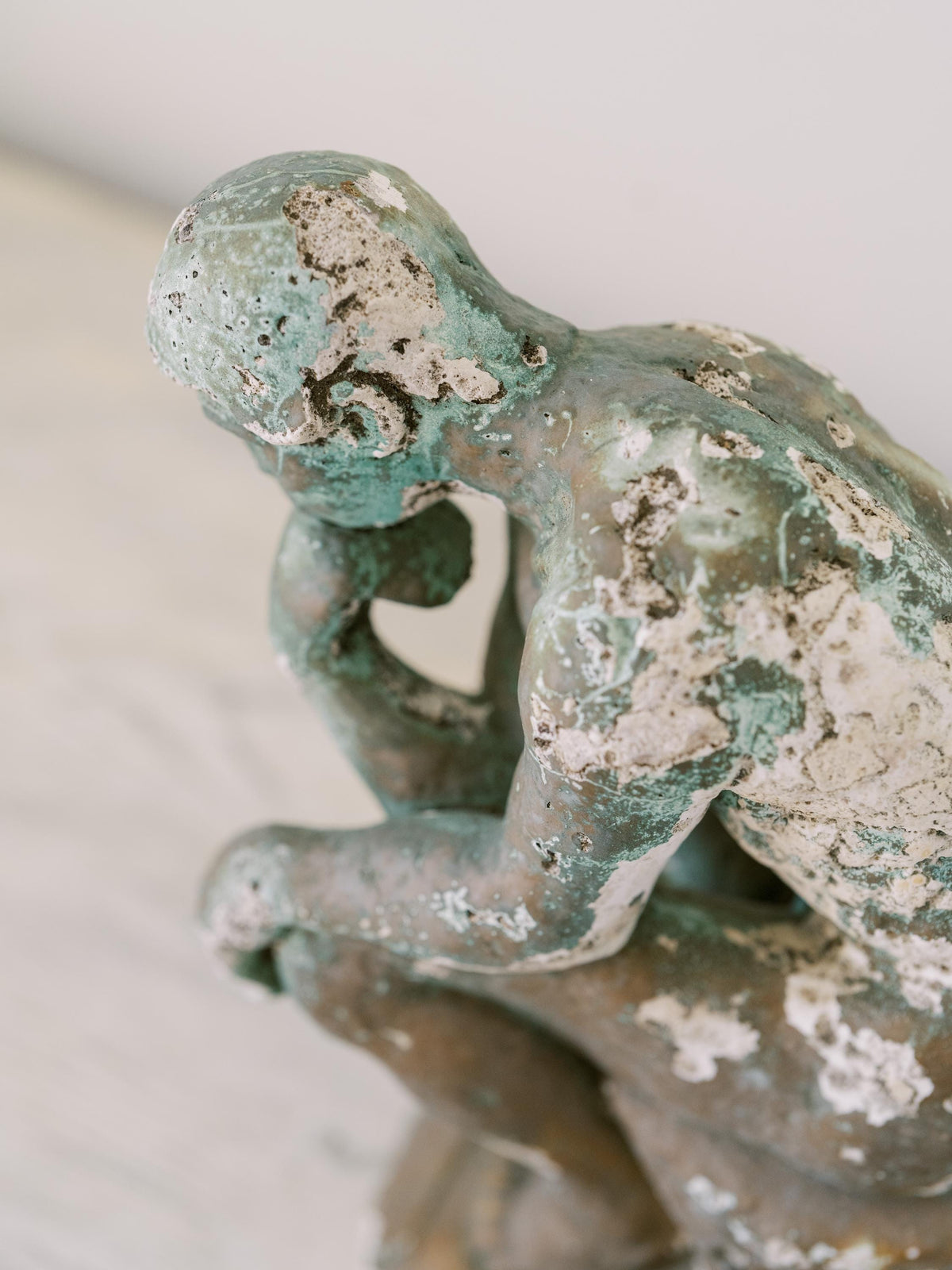 Antique Plaster Rodan Thinker Statue Figurine, Shelf Decor, Decorative Objects, French Country Decor, Rustic Farmhouse, Art Object Sculpture