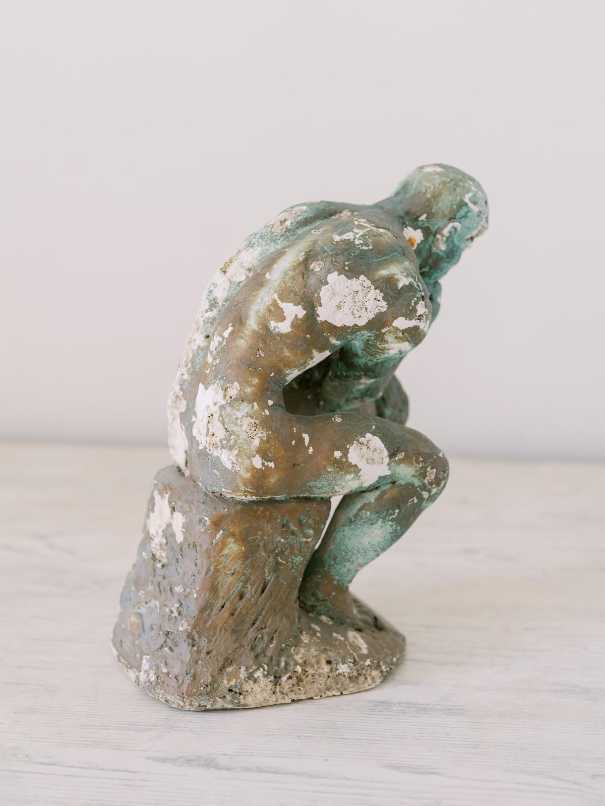 Antique Plaster Rodan Thinker Statue Figurine, Shelf Decor, Decorative Objects, French Country Decor, Rustic Farmhouse, Art Object Sculpture
