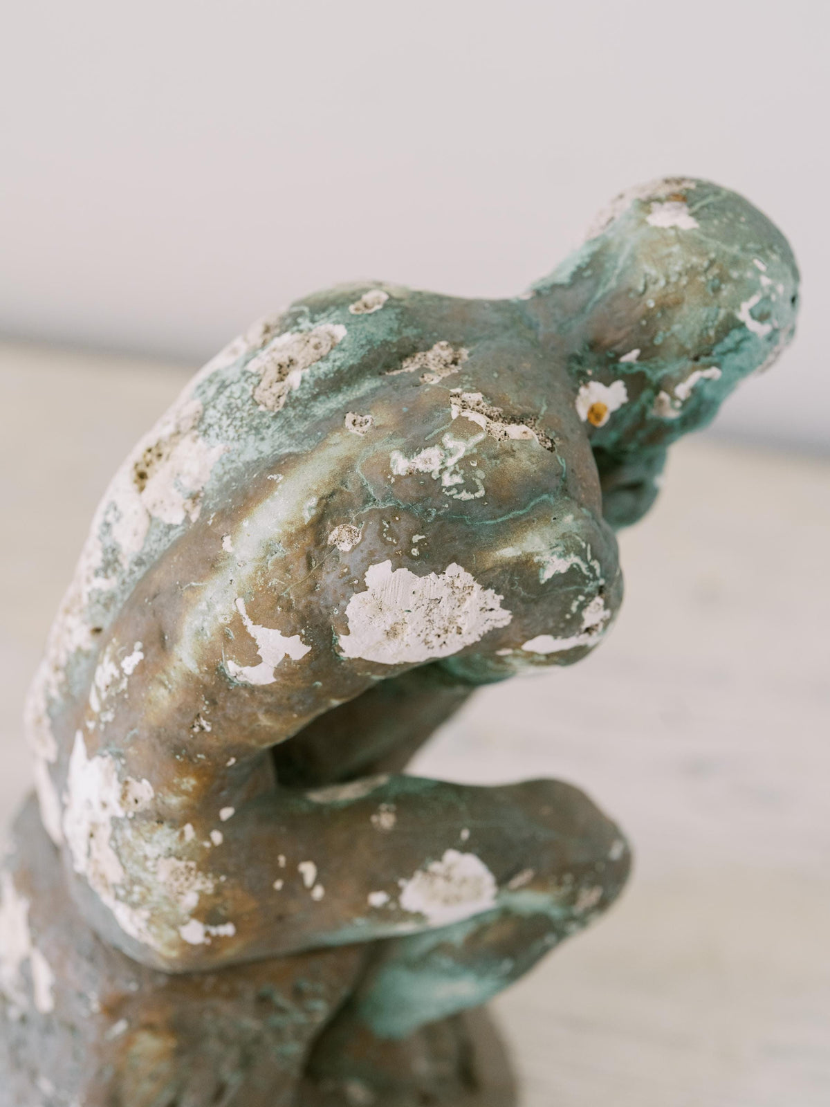 Antique Plaster Rodan Thinker Statue Figurine, Shelf Decor, Decorative Objects, French Country Decor, Rustic Farmhouse, Art Object Sculpture