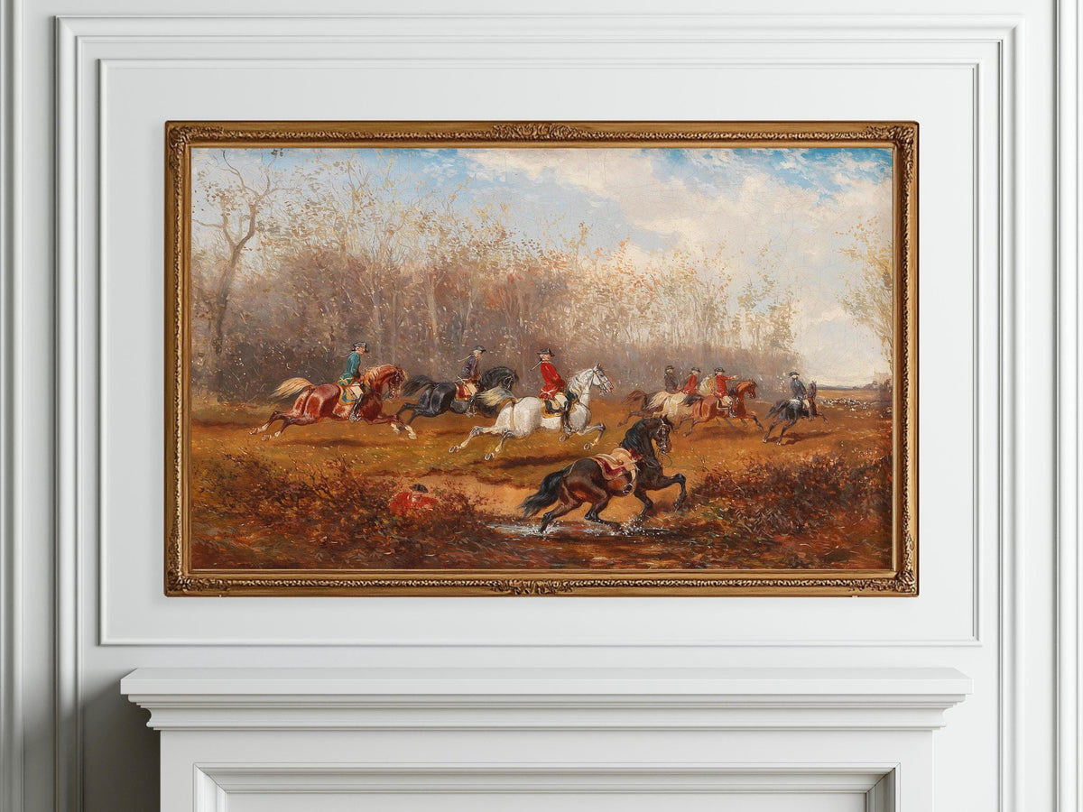 Equestrian Art for Frame TV | Fall Frame TV Art | Hunting Scene Artwork | Rustic Country Farmhouse Decor | Equestrian Decor | Equine Art