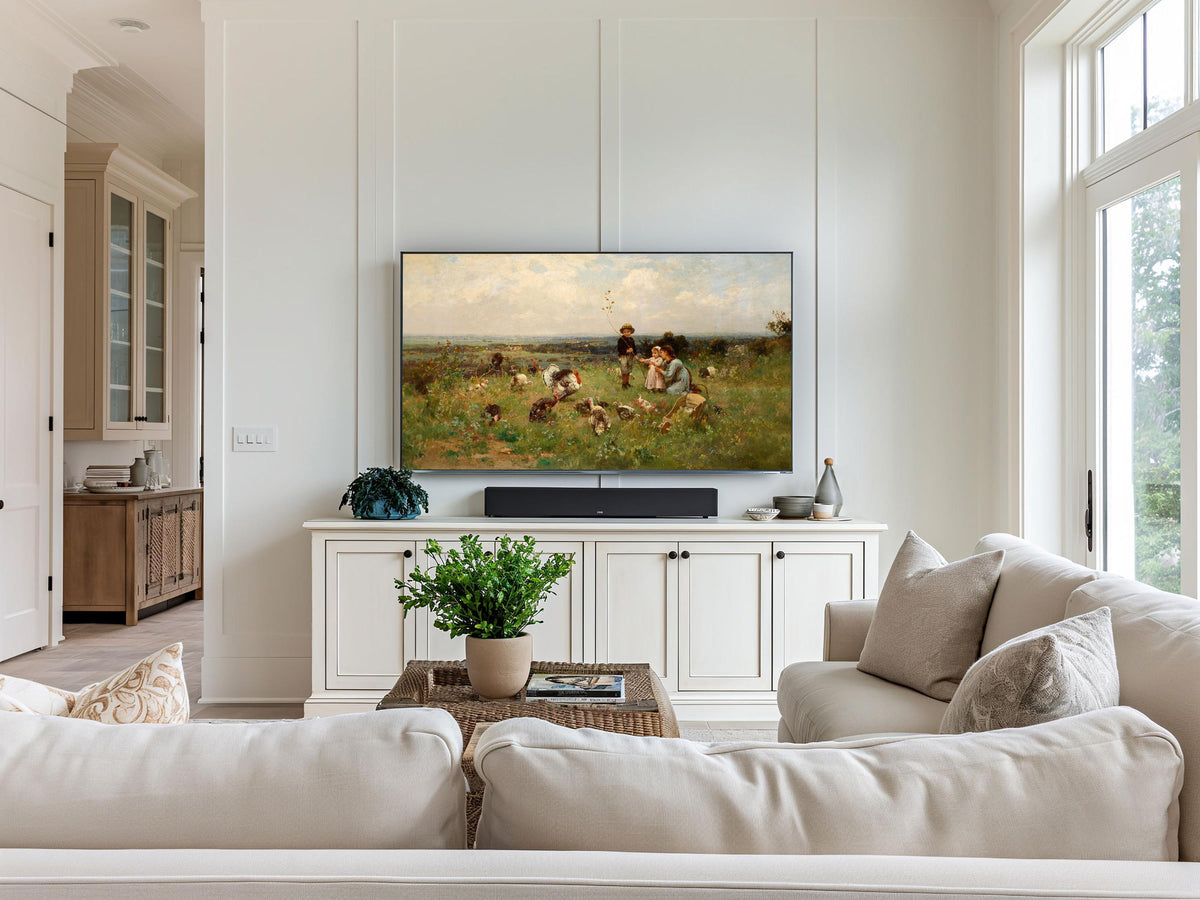 Vintage Art for Samsung Frame TV | Bird Turkey Landscape Painting | Thanksgiving | Landscape | Farmhouse Rustin Decor | Fall Autumn TV Art