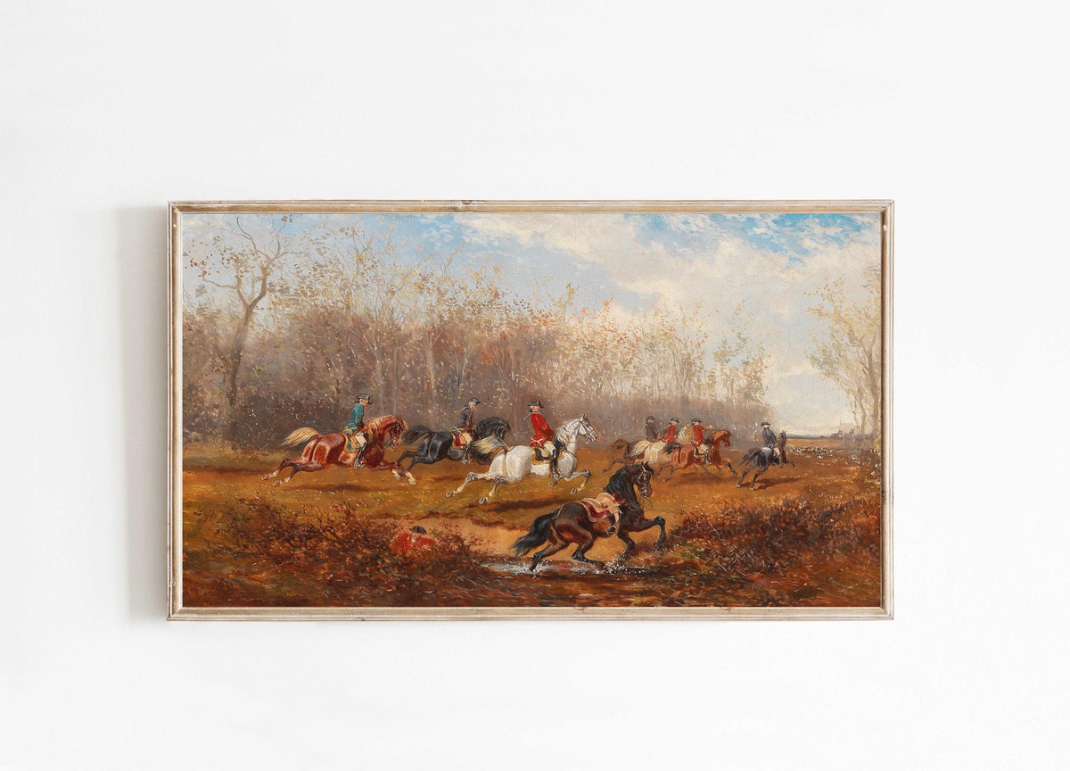 Equestrian Art for Frame TV | Fall Frame TV Art | Hunting Scene Artwork | Rustic Country Farmhouse Decor | Equestrian Decor | Equine Art