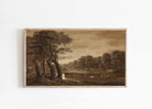 Neutral Art for Samsung Frame TV | Muted Fall Autumn Landscape | Modern Minimal |  Digital Art | Farmhouse Rustic Art | Sepia Drawing