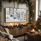 Christmas Frame TV Art | Snowy Pine Tree | French Country | Rustic Farmhouse | Winter Landscape | Vintage Holiday | Digital Oil Painting