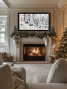 Christmas Frame TV Art | Snowy Pine Tree | French Country | Rustic Farmhouse | Winter Landscape | Vintage Holiday | Digital Oil Painting