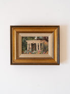 Small Vintage Framed Landscape Oil Painting, Original Framed Garden Floral Art on Board, Hand Painted English Countryside Rustic Flowers