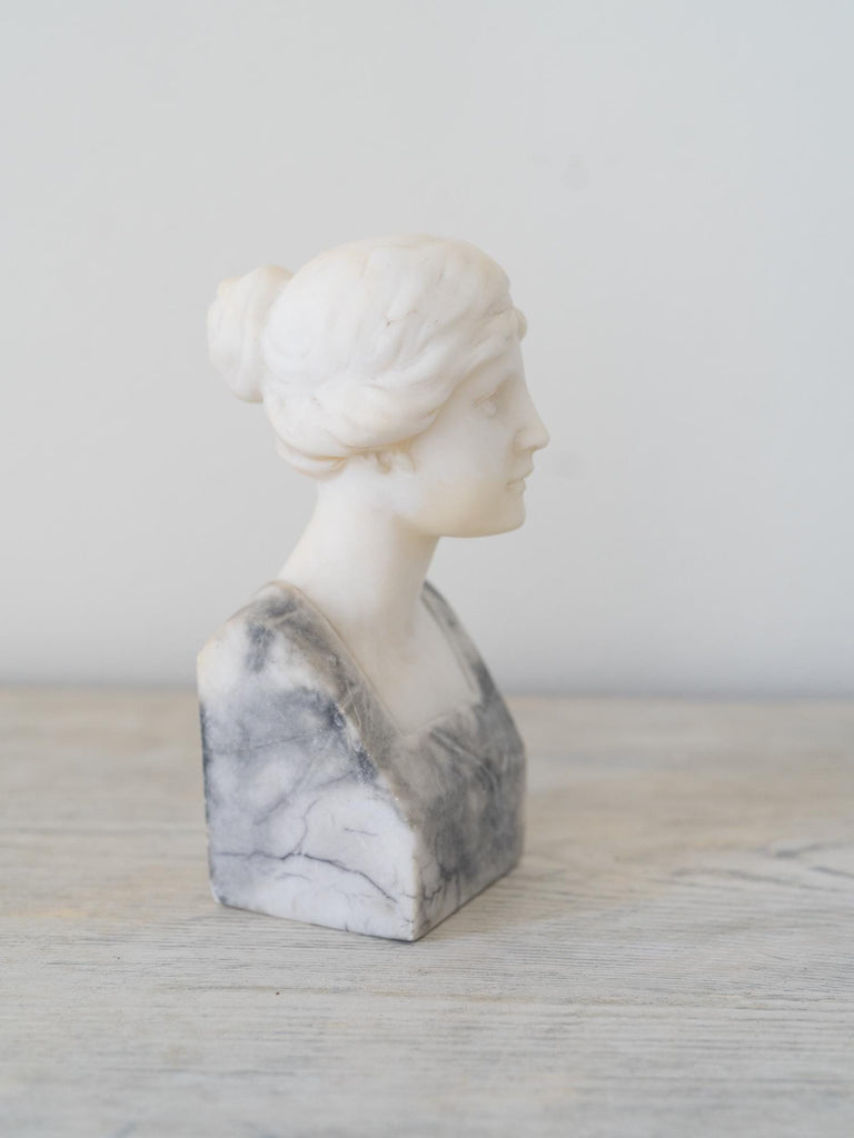 Antique Carved Marble Bust Statue Figurine, Shelf Decor, Decorative Objects, French Country Decor, Rustic Farmhouse