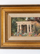 Small Vintage Framed Landscape Oil Painting, Original Framed Garden Floral Art on Board, Hand Painted English Countryside Rustic Flowers
