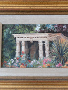 Small Vintage Framed Landscape Oil Painting, Original Framed Garden Floral Art on Board, Hand Painted English Countryside Rustic Flowers