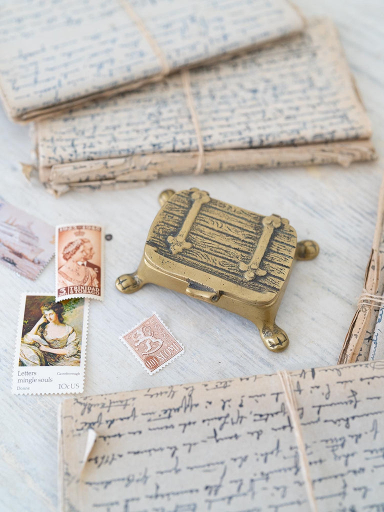 Antique Brass Stamp Box, Trinket Box, Stamp Holder, Brass Jewelry Box, Jewelry Keepsake, Ring Box, Jewelry Gift Box