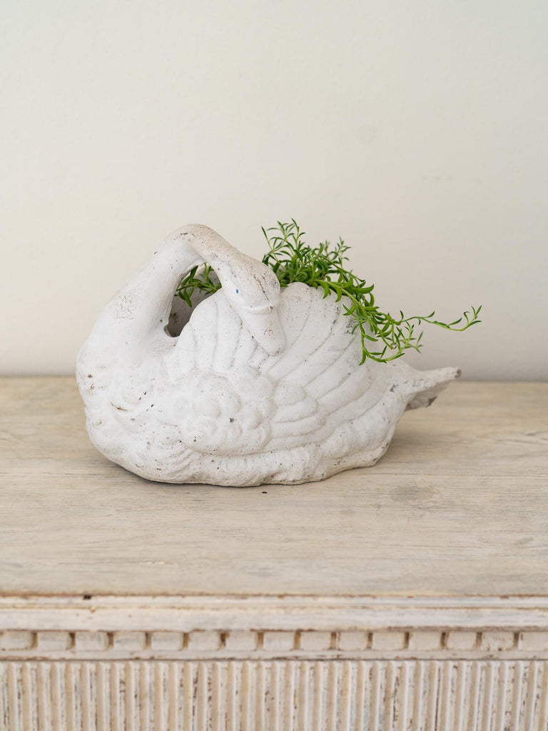 Vintage Swan Garden Planter, Cement Planter, Concrete Planter, Stone Garden Ornament, Swan Vase, Swan Decor, French Country Rustic Decor