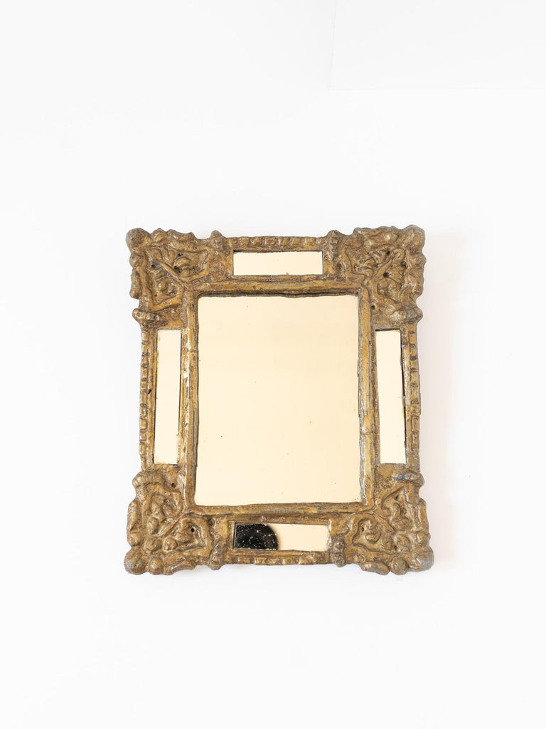 Antique French Brass Mirror, Brass Mirror Wall Decor, Small French Entry Mirror From France, French Wall Decor, Gilt Mirror