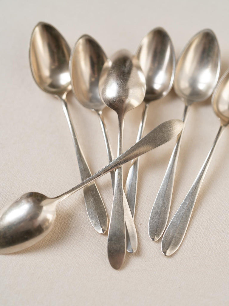 Vintage French Hotel Silver Teaspoons Set, Hotel Silver Plate Spoond, Rustic Farmhouse Decor, Vintage Silverware, Dematisse Coffee Spoon