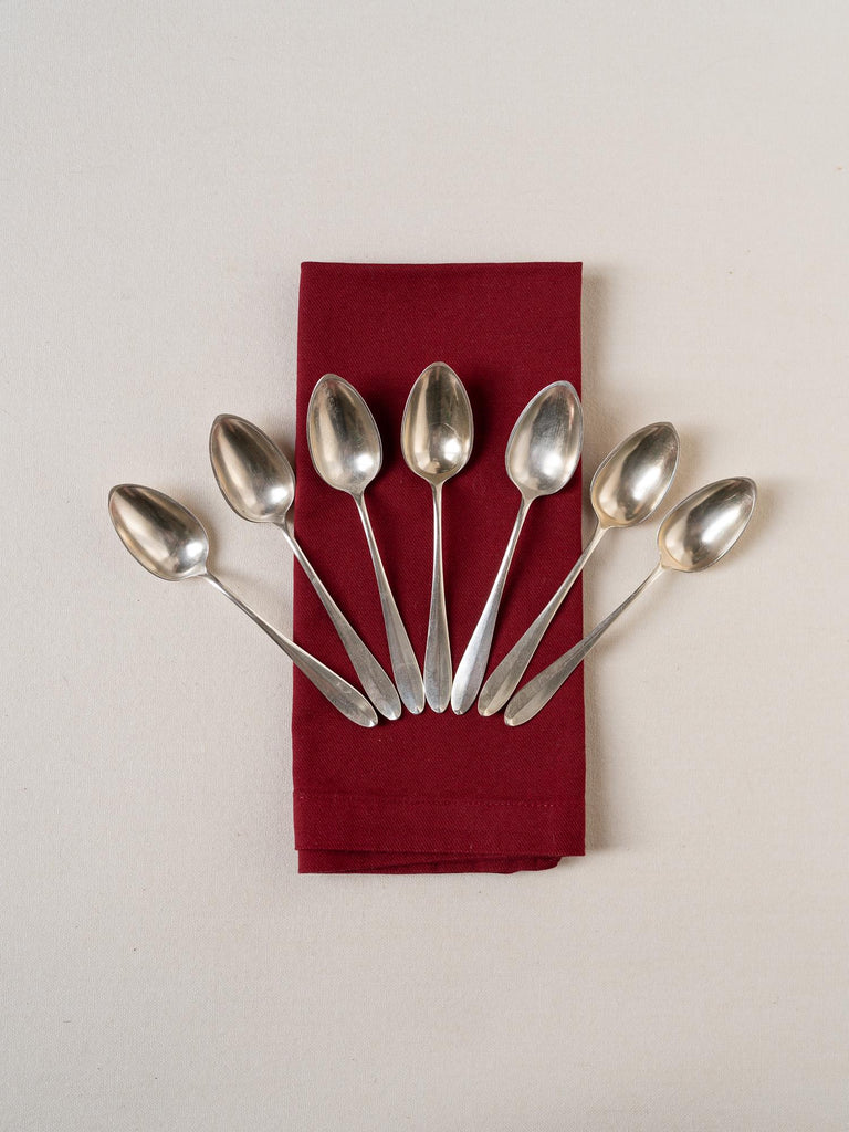 Vintage French Hotel Silver Teaspoons Set, Hotel Silver Plate Spoond, Rustic Farmhouse Decor, Vintage Silverware, Dematisse Coffee Spoon