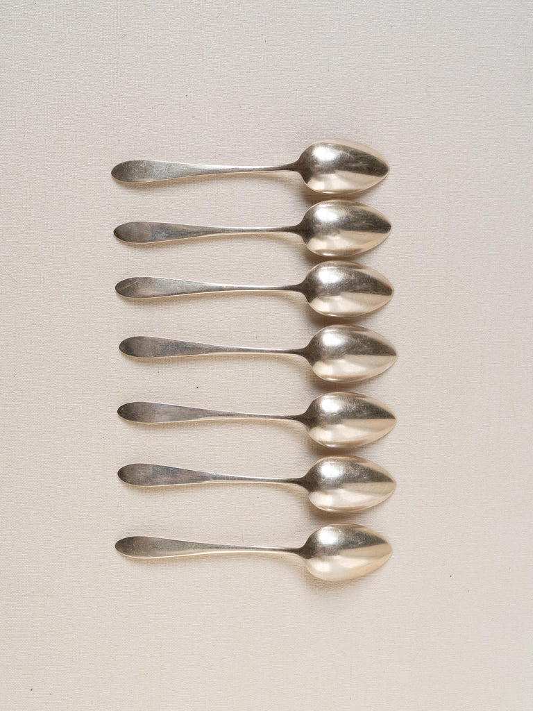 Vintage French Hotel Silver Teaspoons Set, Hotel Silver Plate Spoond, Rustic Farmhouse Decor, Vintage Silverware, Dematisse Coffee Spoon