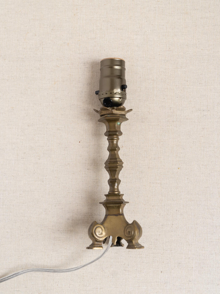 Vintage Brass Candlestick Table Lamp, Gold Column Lamp, Small Table Lamp, Accent Lighting, Bedside Bedroom Table Lamp, Nightstand Light