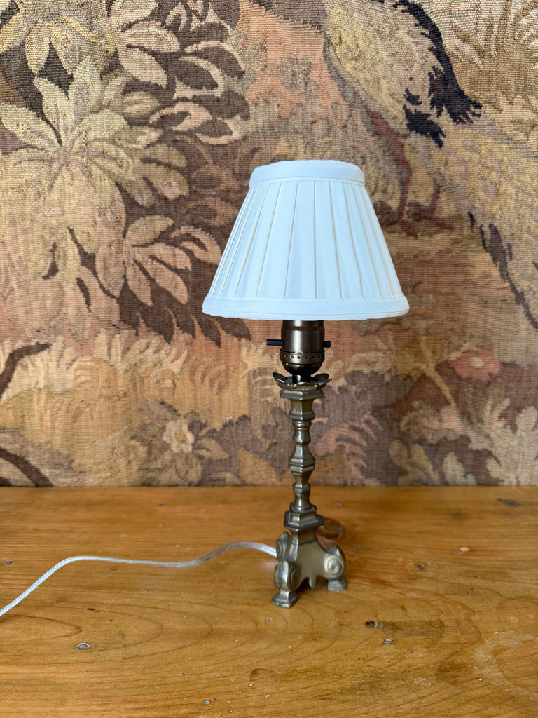 Vintage Brass Candlestick Table Lamp, Gold Column Lamp, Small Table Lamp, Accent Lighting, Bedside Bedroom Table Lamp, Nightstand Light