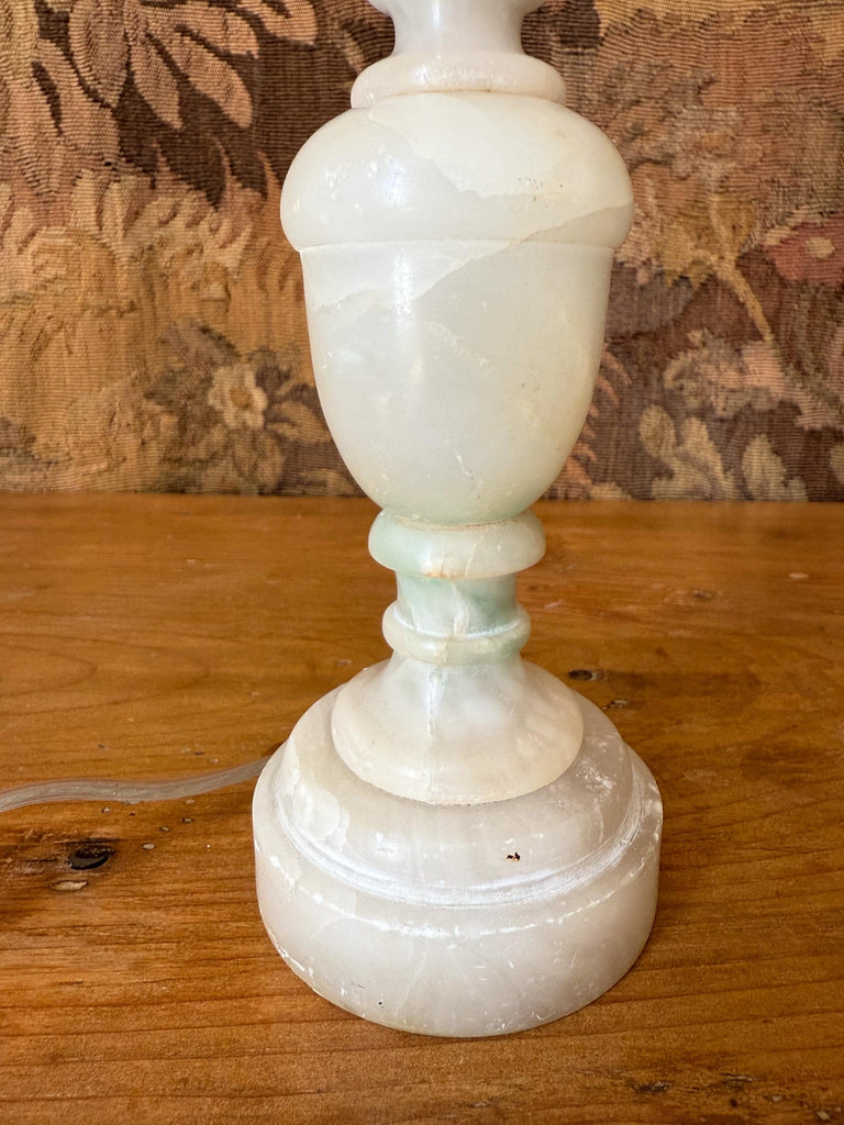Vintage Alabaster Table Lamp, Candlestick Lamp, Small Table Lamp, Accent Lighting, Bedside Bedroom Table Lamp, Nightstand Light, Marble Lamp