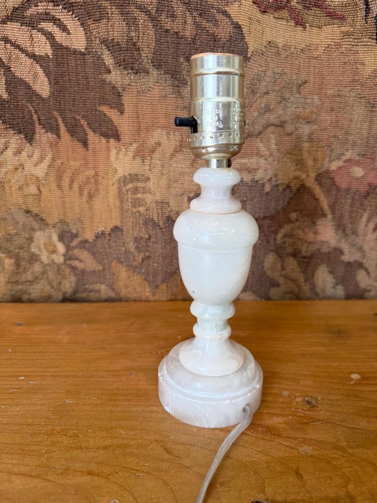 Vintage Alabaster Table Lamp, Candlestick Lamp, Small Table Lamp, Accent Lighting, Bedside Bedroom Table Lamp, Nightstand Light, Marble Lamp