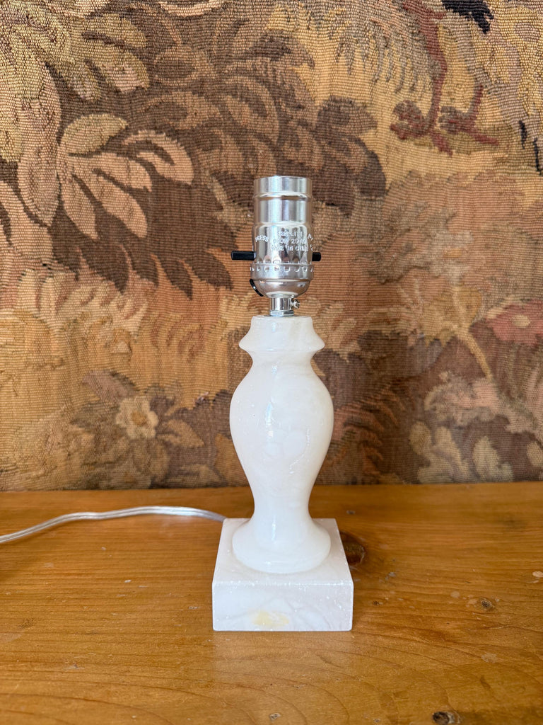 Vintage Alabaster Table Lamp, Candlestick Lamp, Small Table Lamp, Accent Lighting, Bedside Bedroom Table Lamp, Nightstand Light, Marble Lamp