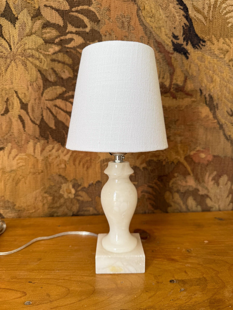 Vintage Alabaster Table Lamp, Candlestick Lamp, Small Table Lamp, Accent Lighting, Bedside Bedroom Table Lamp, Nightstand Light, Marble Lamp