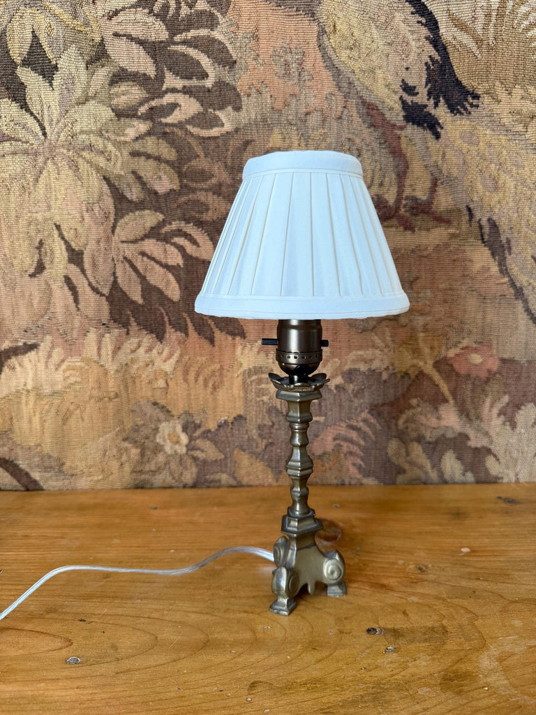 Vintage Brass Candlestick Table Lamp, Gold Column Lamp, Small Table Lamp, Accent Lighting, Bedside Bedroom Table Lamp, Nightstand Light