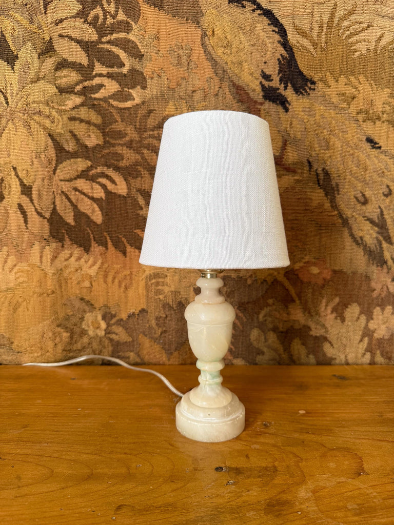 Vintage Alabaster Table Lamp, Candlestick Lamp, Small Table Lamp, Accent Lighting, Bedside Bedroom Table Lamp, Nightstand Light, Marble Lamp