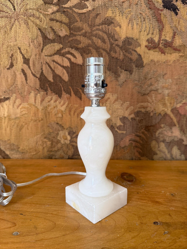 Vintage Alabaster Table Lamp, Candlestick Lamp, Small Table Lamp, Accent Lighting, Bedside Bedroom Table Lamp, Nightstand Light, Marble Lamp
