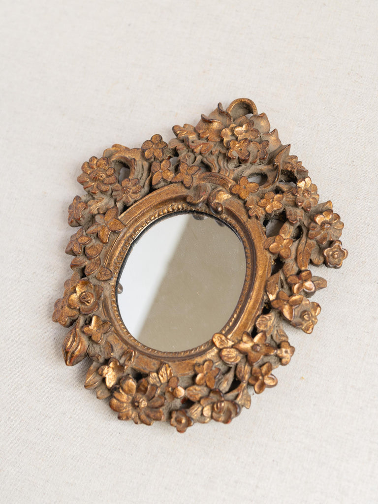 Vintage Floral Gold Mirror, Small Entry Mirror From Italy, Statement Mirror, Starburst Mirror, Gilt Wood Mirror, French Country Decor