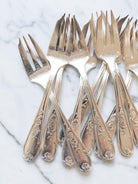 Vintage French Hotel Silver Dessert Cake Forks Set of 12, Hotel Silver Plate, Rustic Farmhouse Kitchen, Vintage Floral Silverware