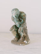 Antique Plaster Rodan Thinker Statue Figurine, Shelf Decor, Decorative Objects, French Country Decor, Rustic Farmhouse, Art Object Sculpture