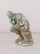 Antique Plaster Rodan Thinker Statue Figurine, Shelf Decor, Decorative Objects, French Country Decor, Rustic Farmhouse, Art Object Sculpture