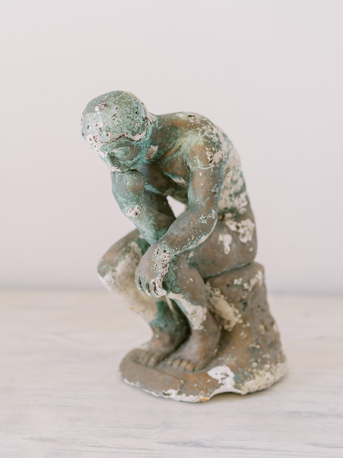 Antique Plaster Rodan Thinker Statue Figurine, Shelf Decor, Decorative Objects, French Country Decor, Rustic Farmhouse, Art Object Sculpture