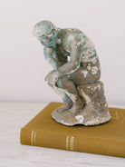 Antique Plaster Rodan Thinker Statue Figurine, Shelf Decor, Decorative Objects, French Country Decor, Rustic Farmhouse, Art Object Sculpture
