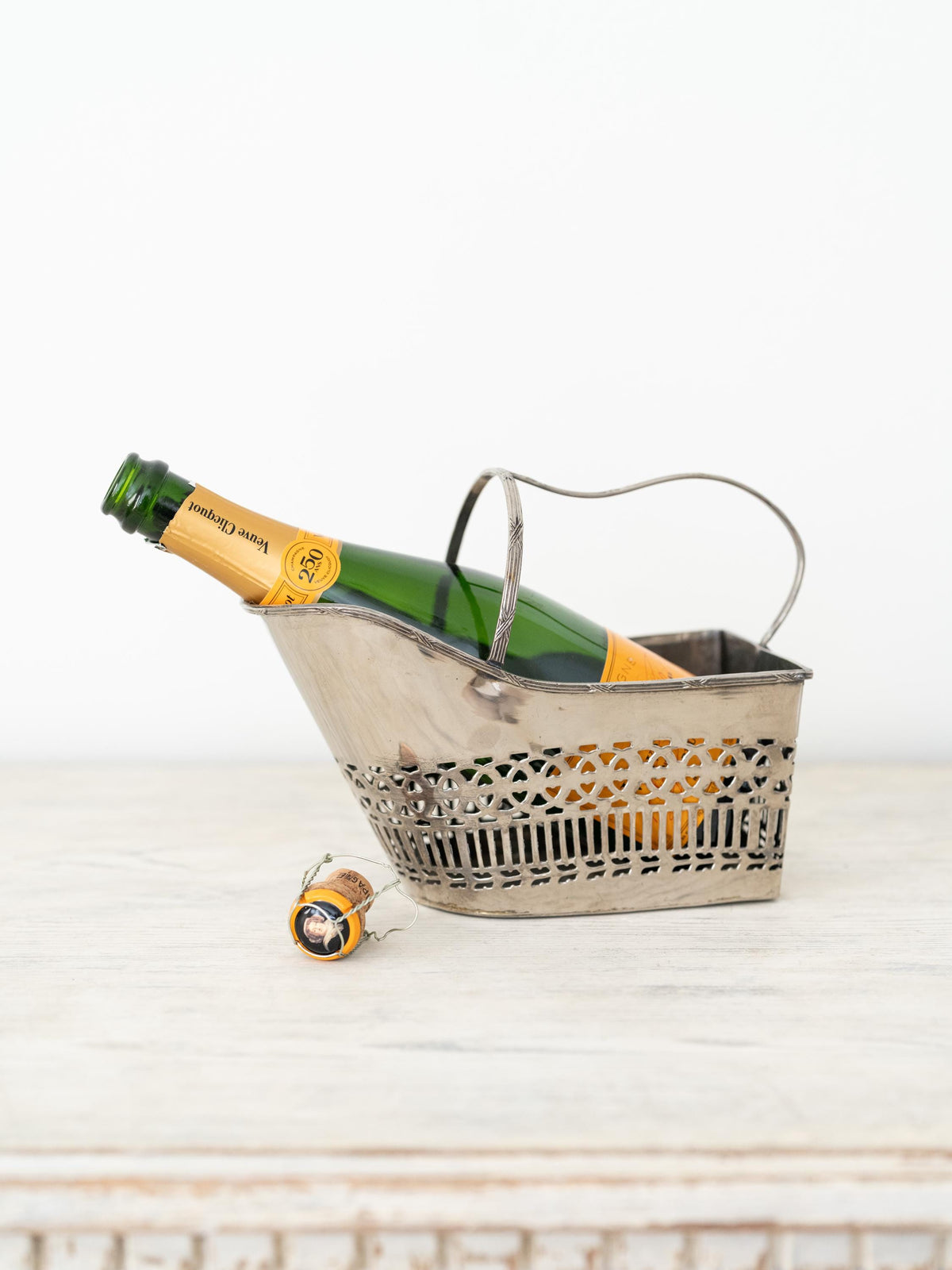 Vintage Silver Wine Champagne Bottle Holder, Gift Idea for Wine Lovers, Wine Engagement Gift, French Wine, French Kitchen Decor