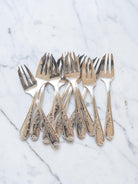 Vintage French Hotel Silver Dessert Cake Forks Set of 12, Hotel Silver Plate, Rustic Farmhouse Kitchen, Vintage Floral Silverware