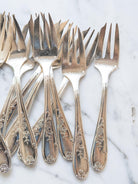 Vintage French Hotel Silver Dessert Cake Forks Set of 12, Hotel Silver Plate, Rustic Farmhouse Kitchen, Vintage Floral Silverware