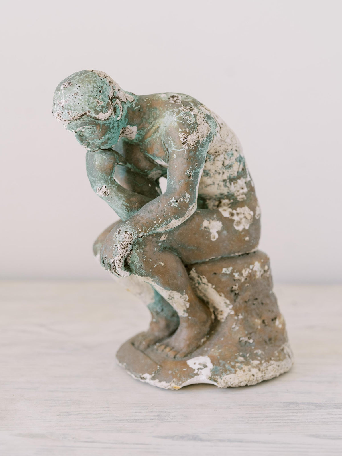 Antique Plaster Rodan Thinker Statue Figurine, Shelf Decor, Decorative Objects, French Country Decor, Rustic Farmhouse, Art Object Sculpture